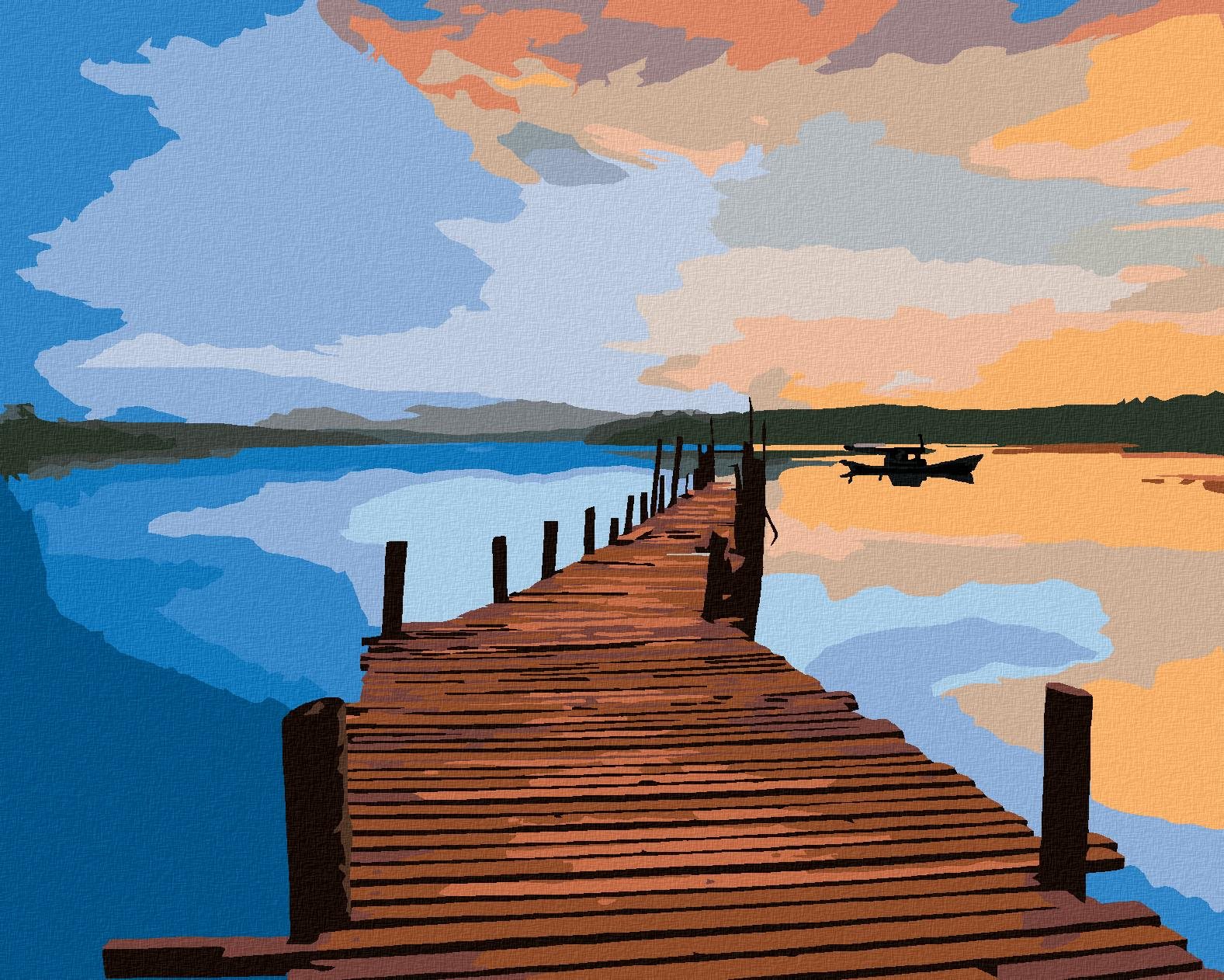 Východ slnka nad mólom, 80 × 100 cm, bez rámu a bez napnutia plátna