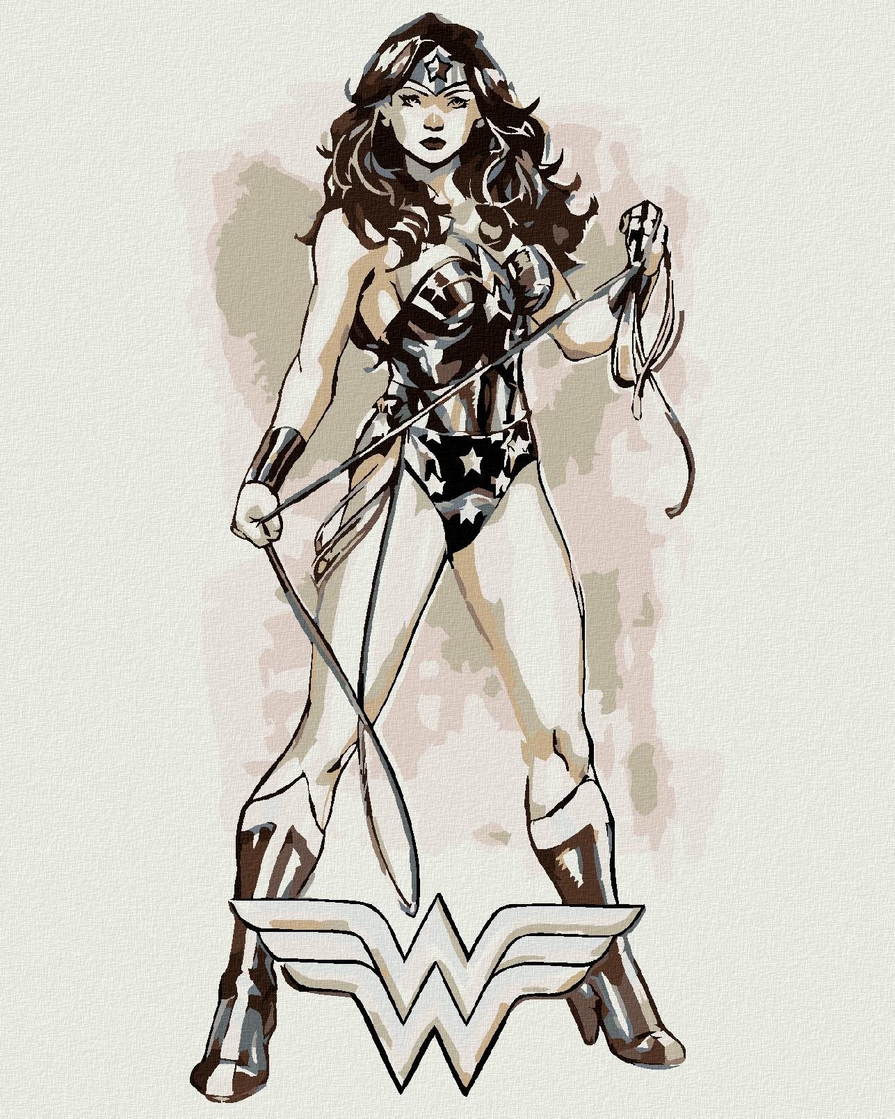 Wonder Woman čierno-biely plagát II, 40 × 50 cm, plátno napnuté na rám