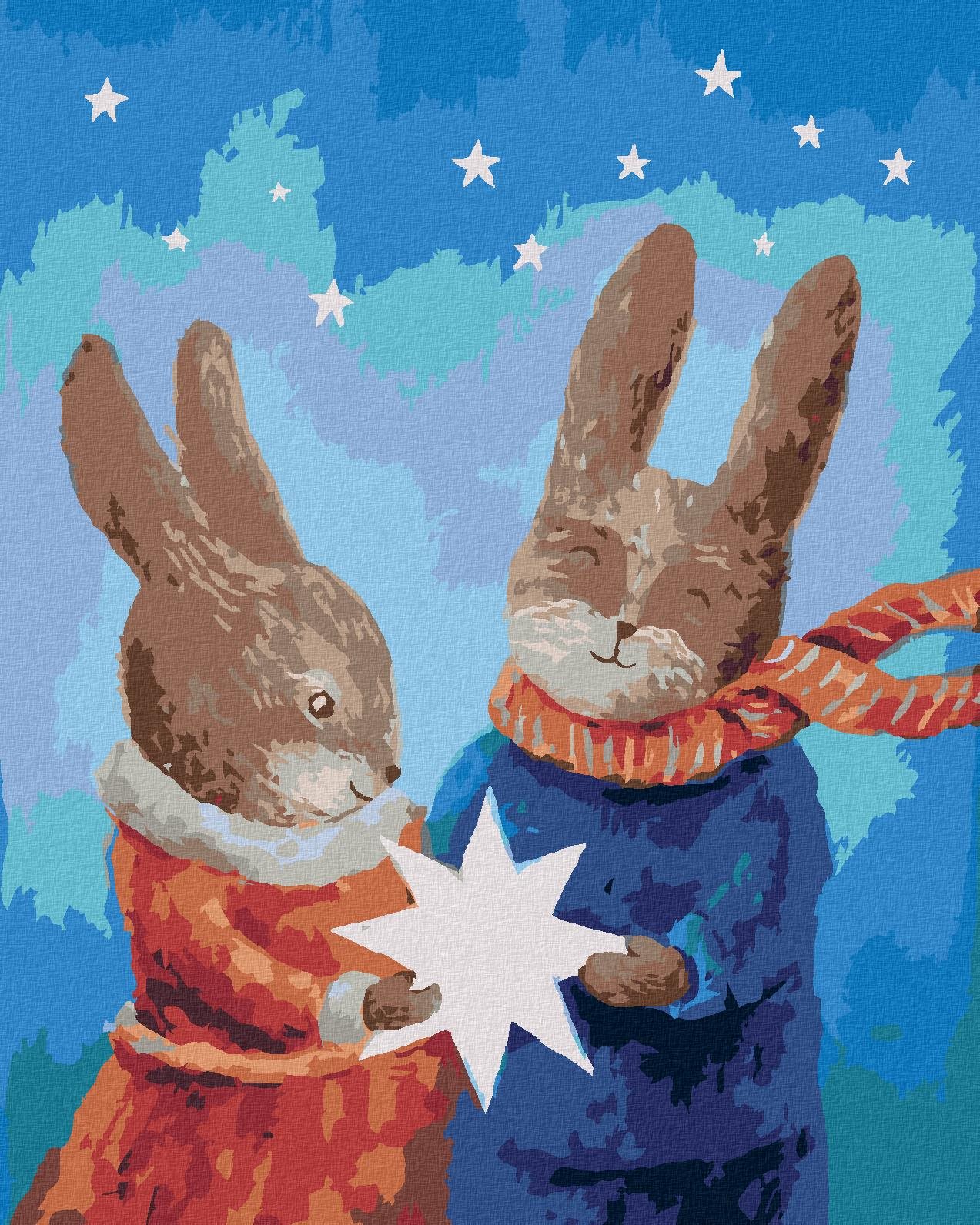 Zamilované zajace, 40×50 cm, vypnuté plátno na rám