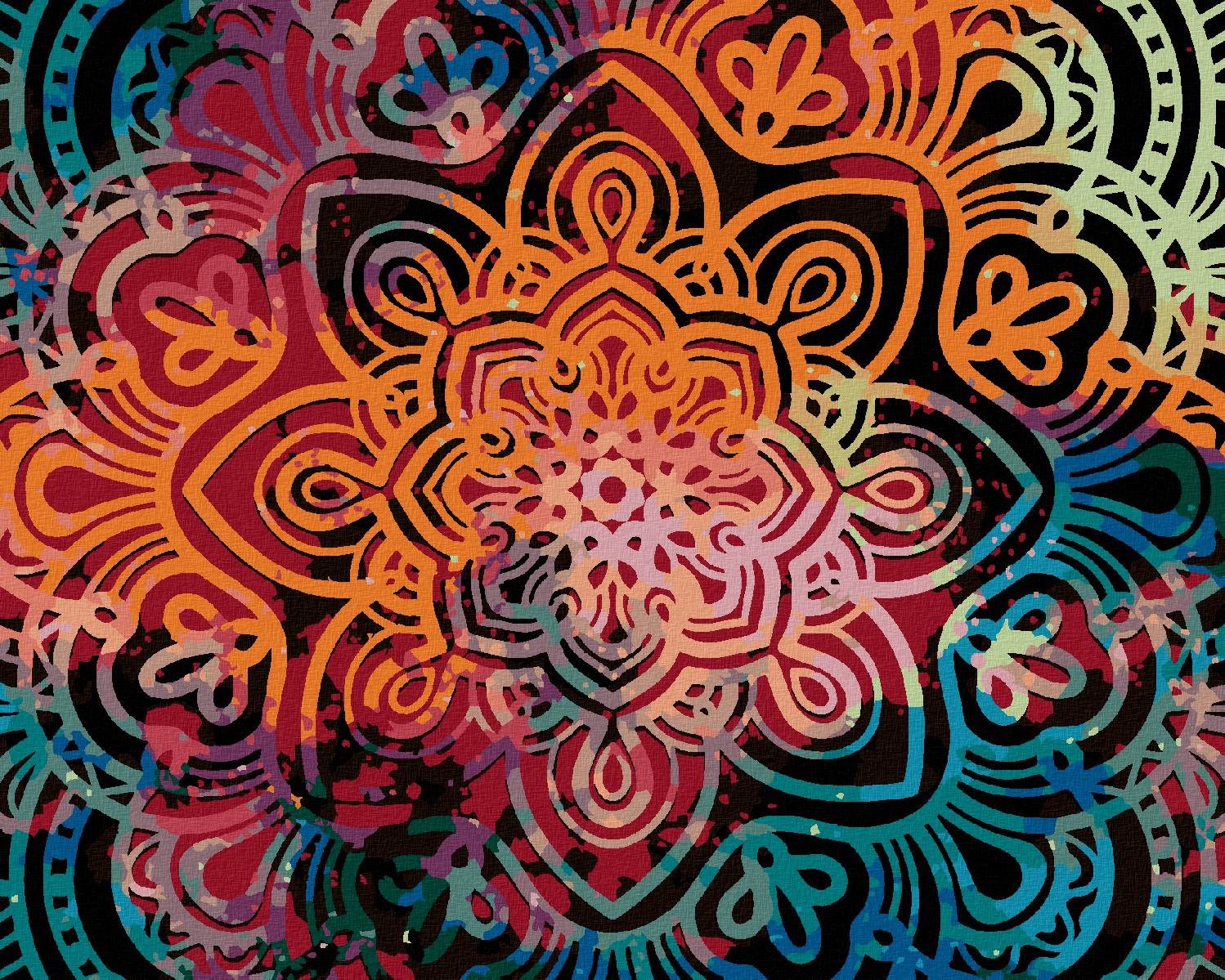 Žiarivá mandala, 40 × 50 cm, bez rámu a bez napnutia plátna