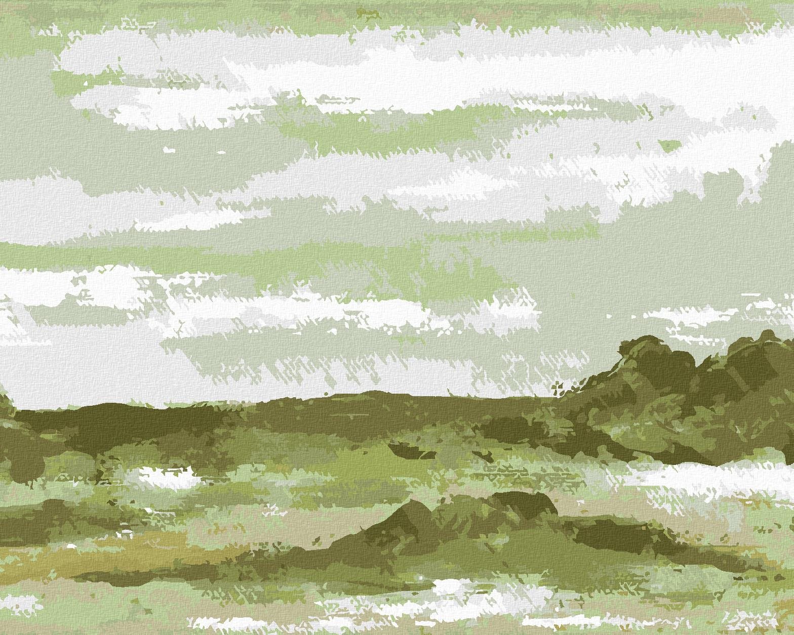 Zelená krajina (Haley Bush), 40×50 cm, bez rámu a bez vypnutia plátna