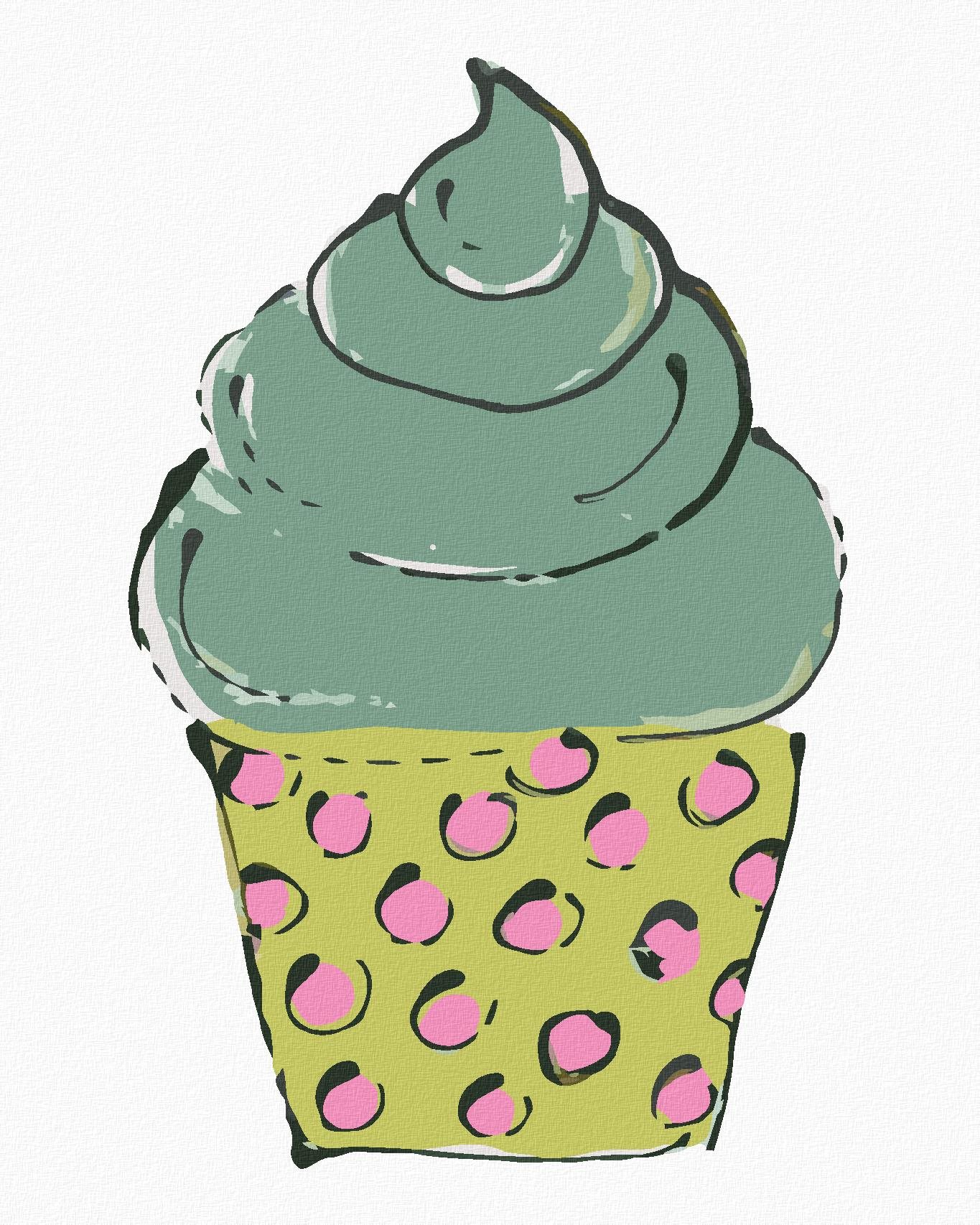 Zelený cupcake (Haley Bush), 40×50 cm, bez rámu a bez vypnutia plátna