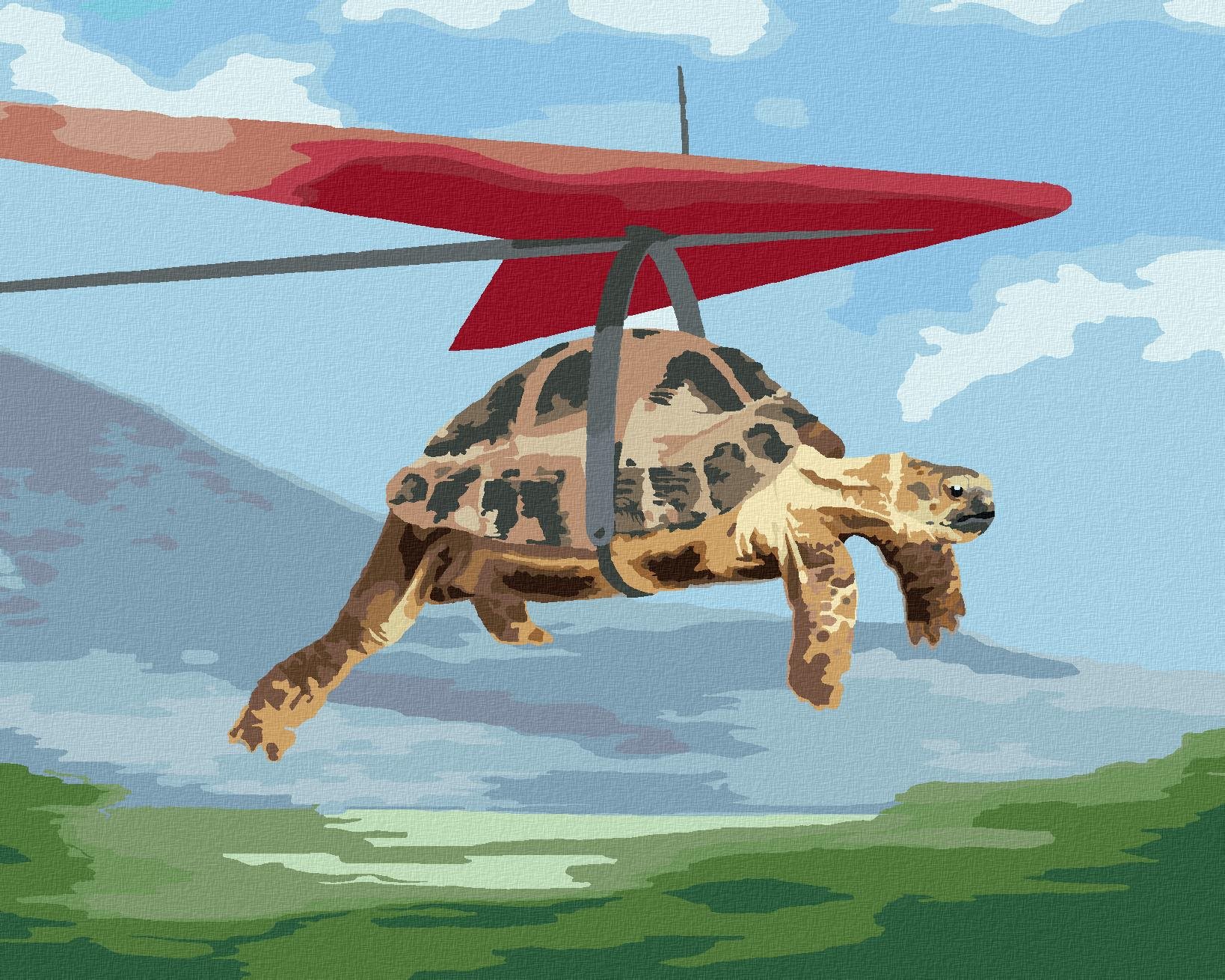 Korytnačka na rogale, 40×50 cm, bez rámu a bez vypnutia plátna