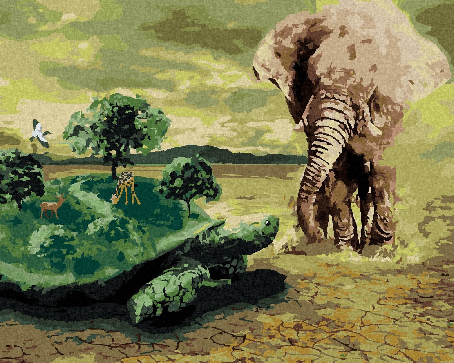Korytnačka v Afrike, 80 × 100 cm, bez rámu a bez napnutia plátna