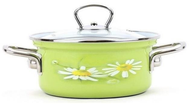 Belis Smaltovaná rajnica so sklenenou pokrievkou Daisy 24 cm, 4,5 l