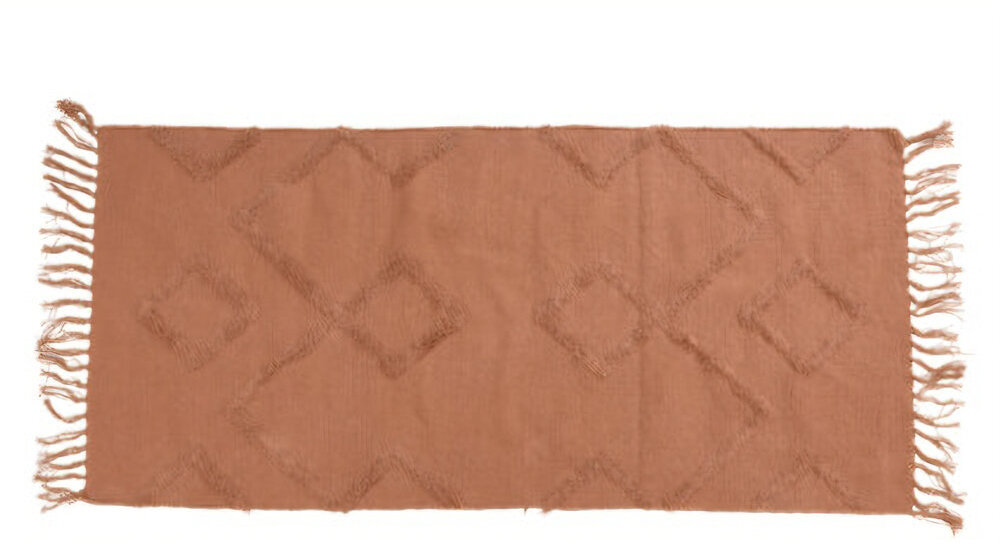 Home Styling Collection Bavlnený koberec so strapcami, 70 × 140 cm, oranžový