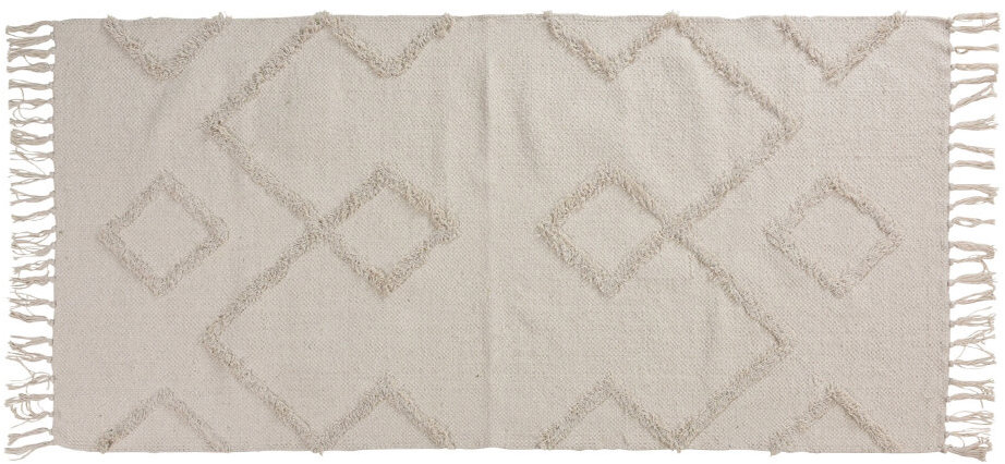 Home Styling Collection Bavlnený koberec so strapcami, 70 × 140 cm, biely