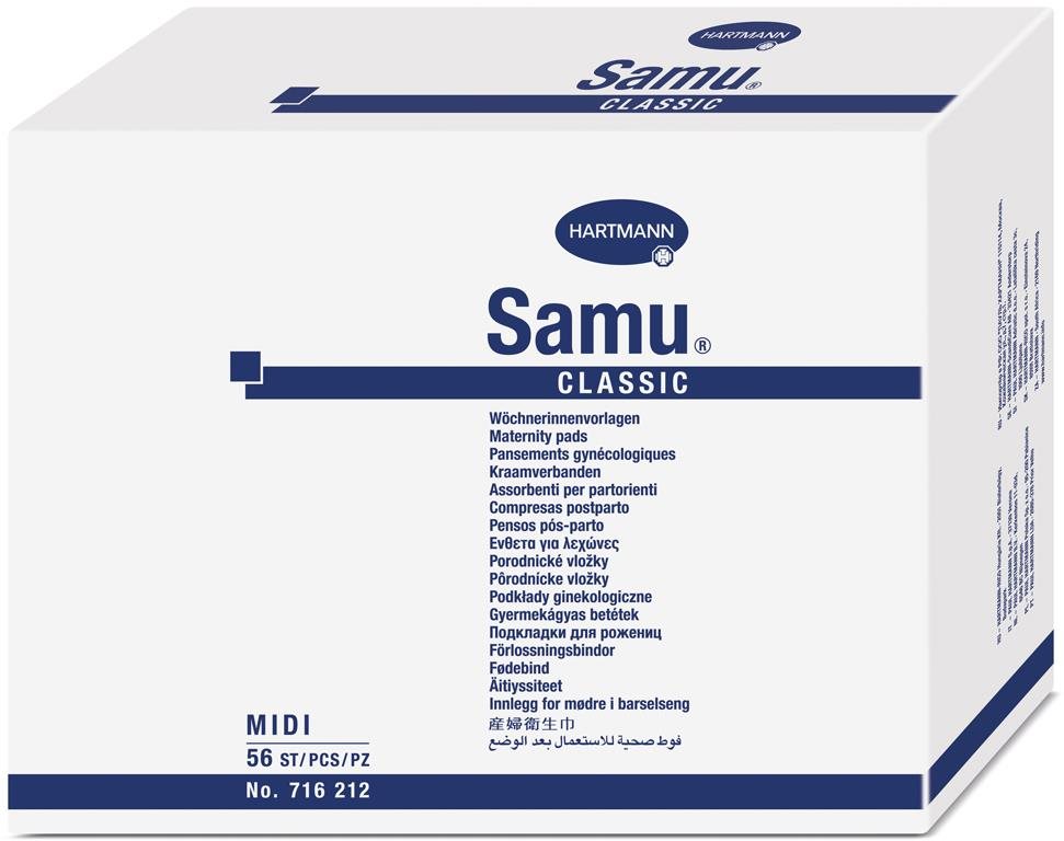 SAMU Classic Midi pôrodnícke vložky, 56 ks