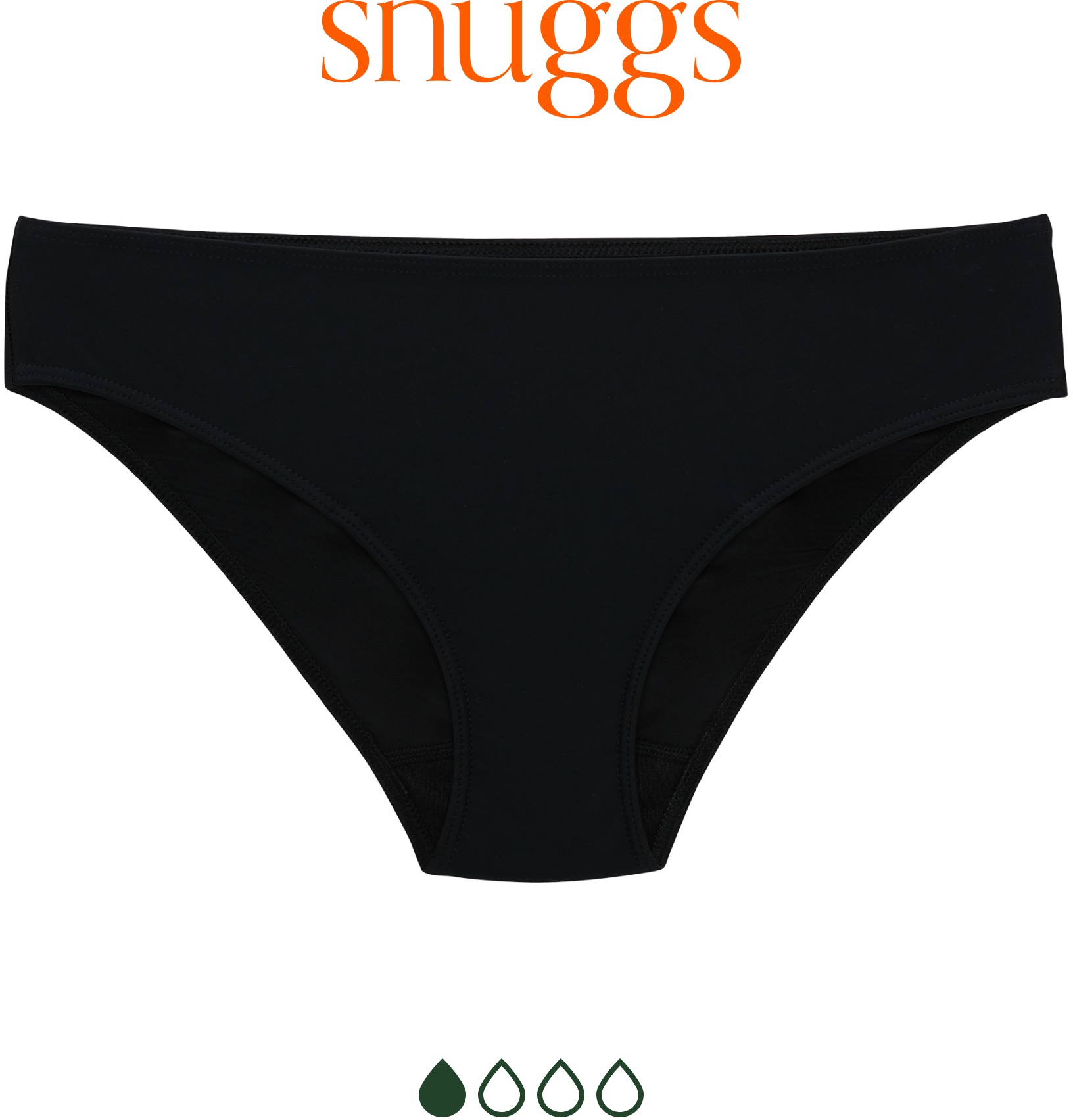 SNUGGS menštruačné plavky čierne, veľkosť M