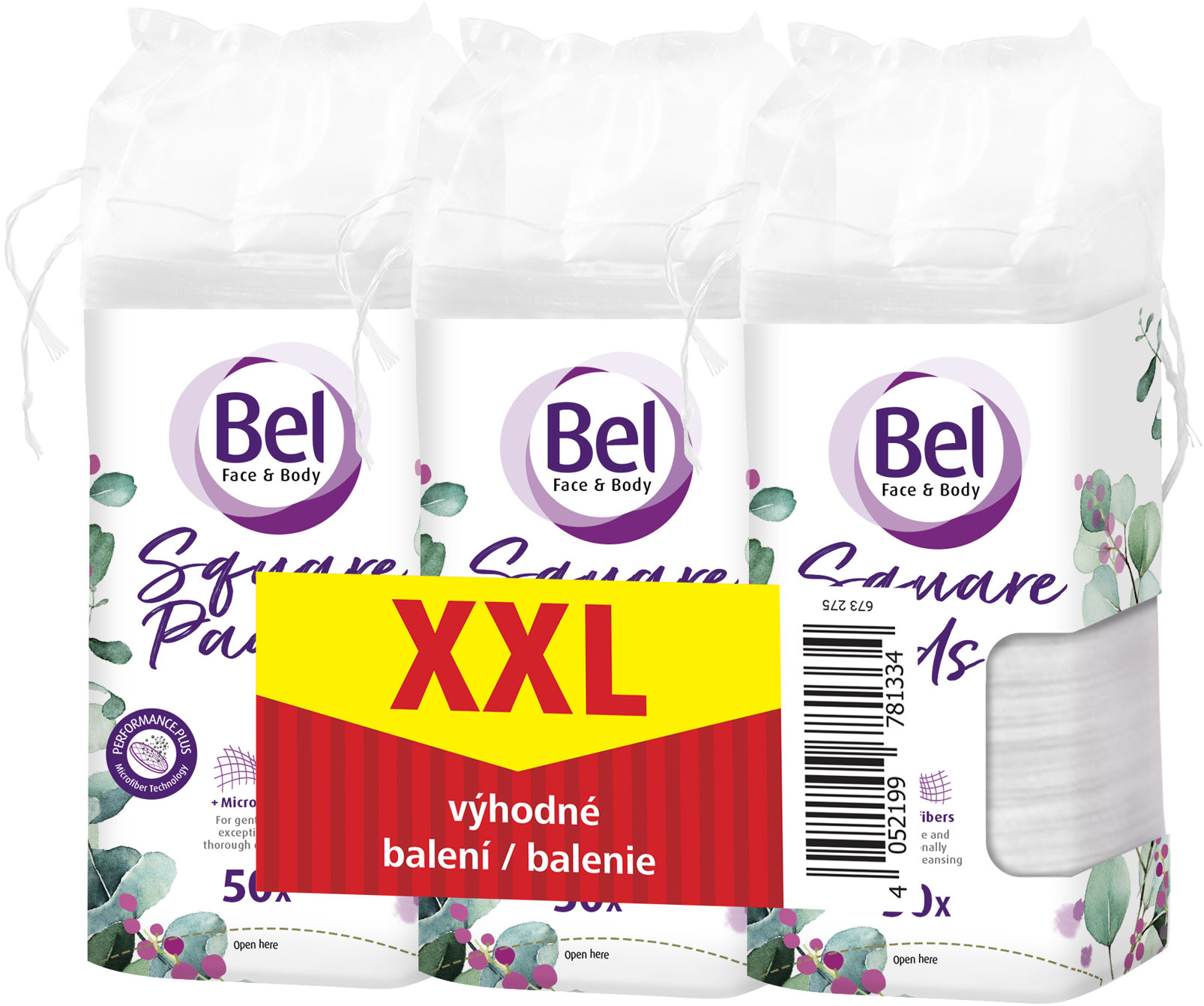 BEL Cosmetic tampóny štvorcové – XXL pack 3× 50 ks