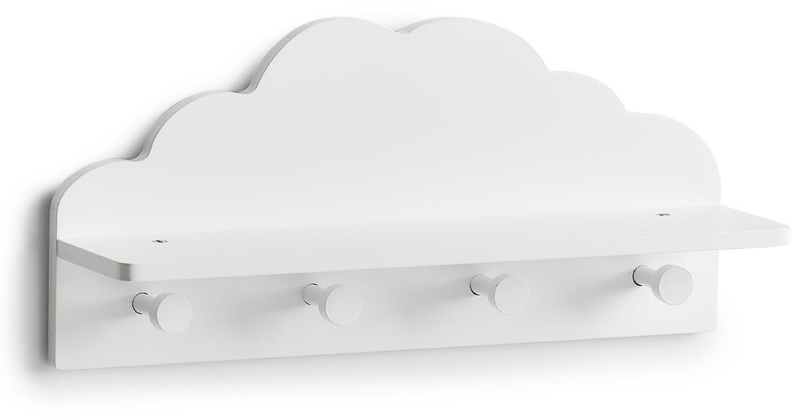 Atmosphera Detský nástenný vešiak s poličkou obláčik biely