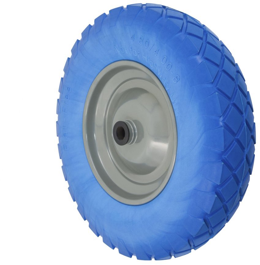 WALTECO Neprepichnuteľné koleso, priemer 390 mm, priemer osi 20 mm, modrá guma, nosnosť 200 kg