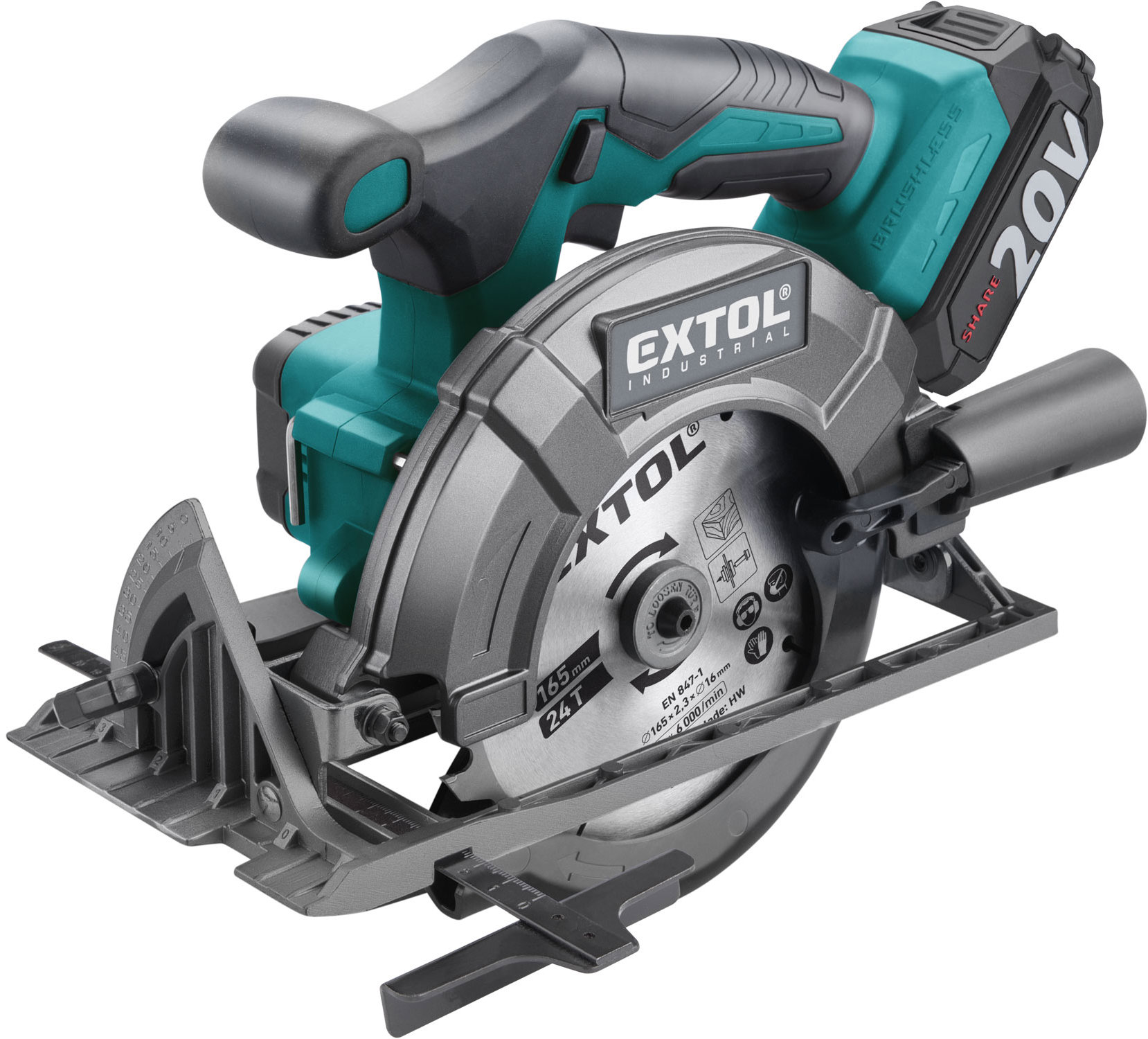 EXTOL INDUSTRIAL Píla kotúčová AKU SHARE20V, 165 mm 8791822 (1× 2 Ah)