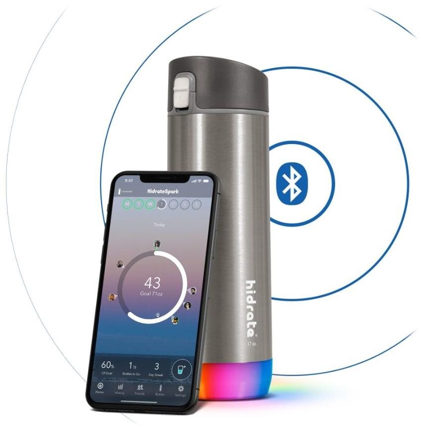 HidrateSpark Steel – inteligentná fľaša, 620 ml, stainless