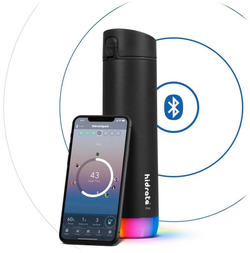 HidrateSpark Steel – inteligentná fľaša, 620 ml, čierna