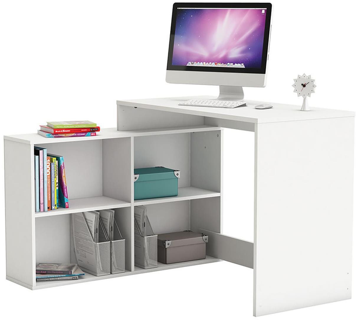 IDEA nábytok Rohový písací stôl CORNER biely