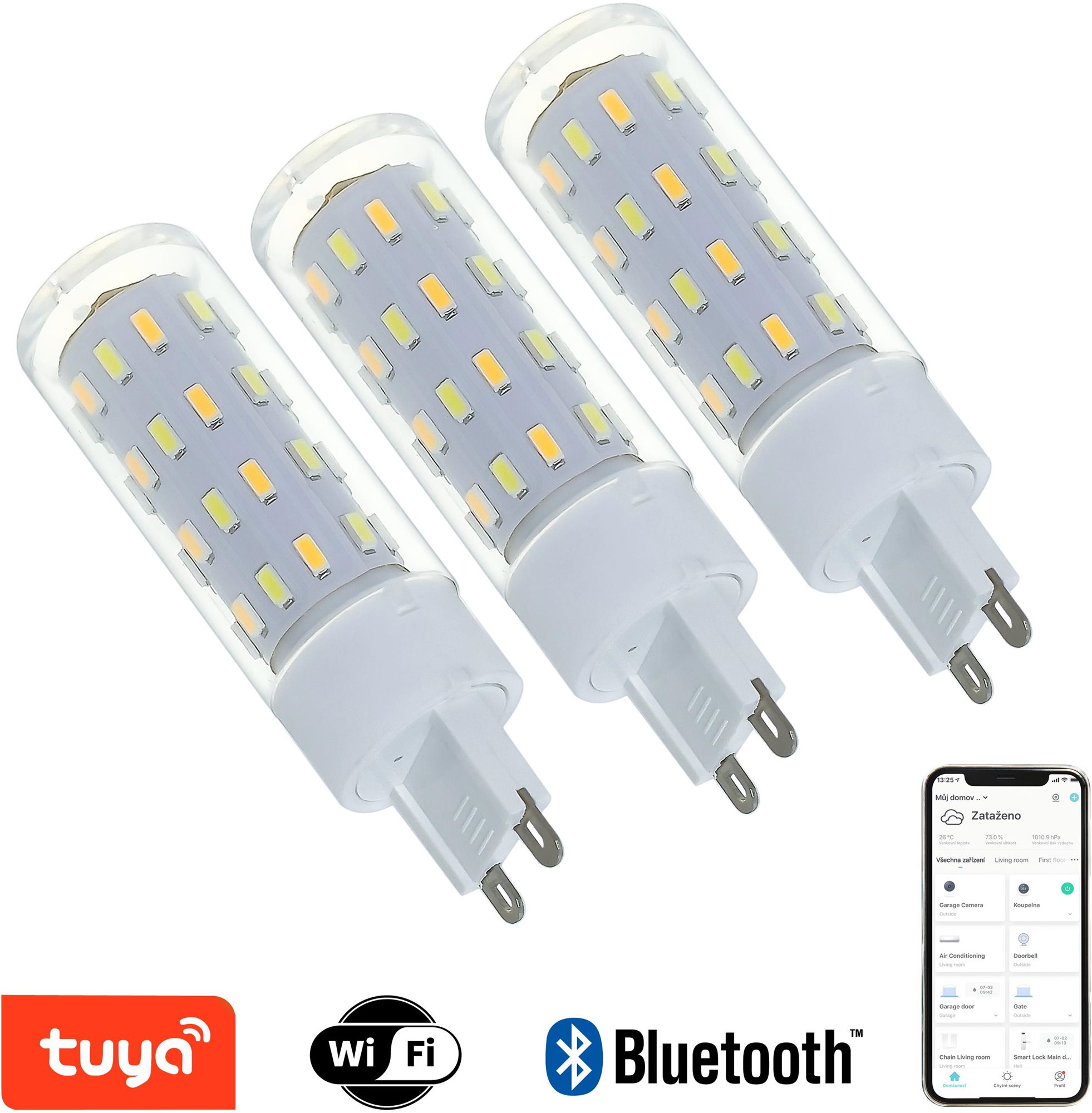 Immax NEO LITE Smart sada 3× žiarovka LED G9 4W CCT, stmievateľná, WiFi, TUYA