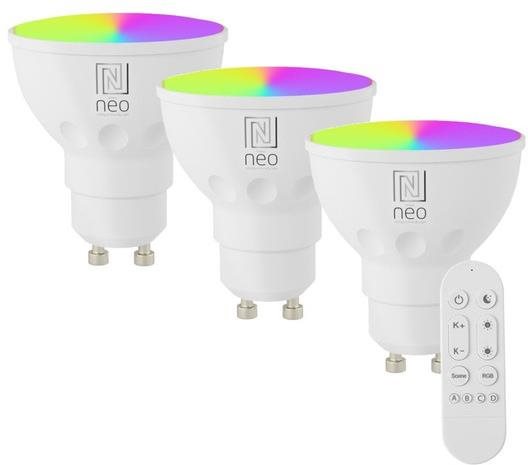 IMMAX NEO LITE Súprava 3× smart LED žárovka GU10 4,8 W RGB+CCT, stmívatelná, WiFi, Beacon, DO