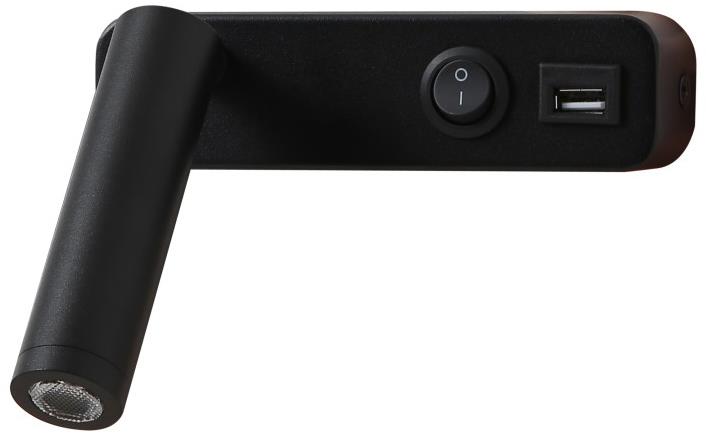 IMMAX GOAL USB + vypínač, LED, 3 W, čierna