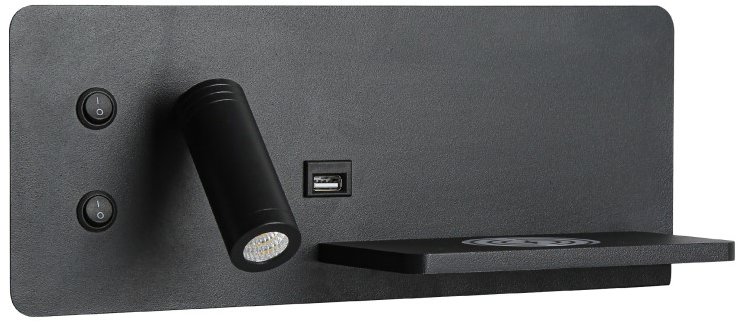 IMMAX LED Be PREPARE 4v1, bodové s QI nabíjaním, USB, čierne, variant pravý