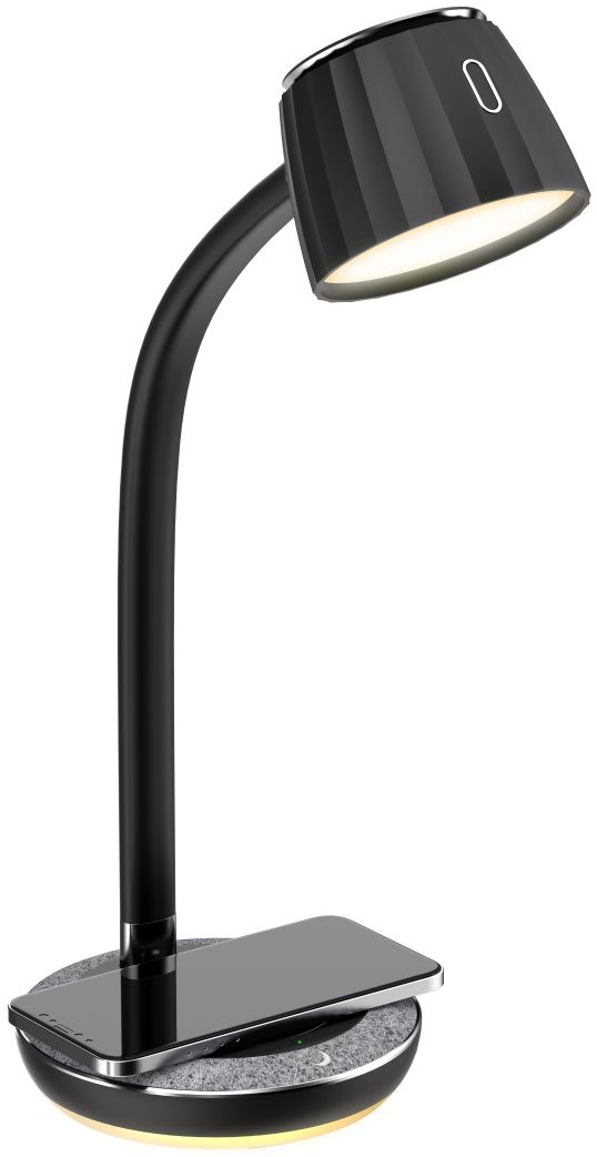 IMMAX PERLA LED, Qi bezdrôtové nabíjanie, čierna + sivý a kovový detail