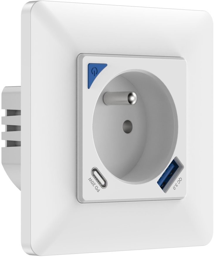 IMMAX NEO vnútorná s kolíkom, typ E, 1× USB, 1☼ USB-C, PD 20 W, Zigbee