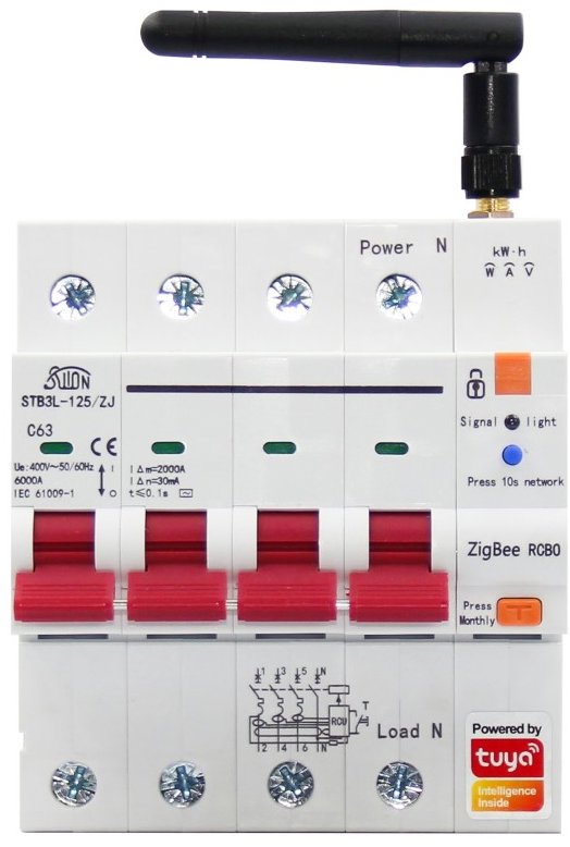 IMMAX NEO Smart istič 3P+N 10-63A s prúdovým chráničom, meranie spotreby, Zigbee 3.0