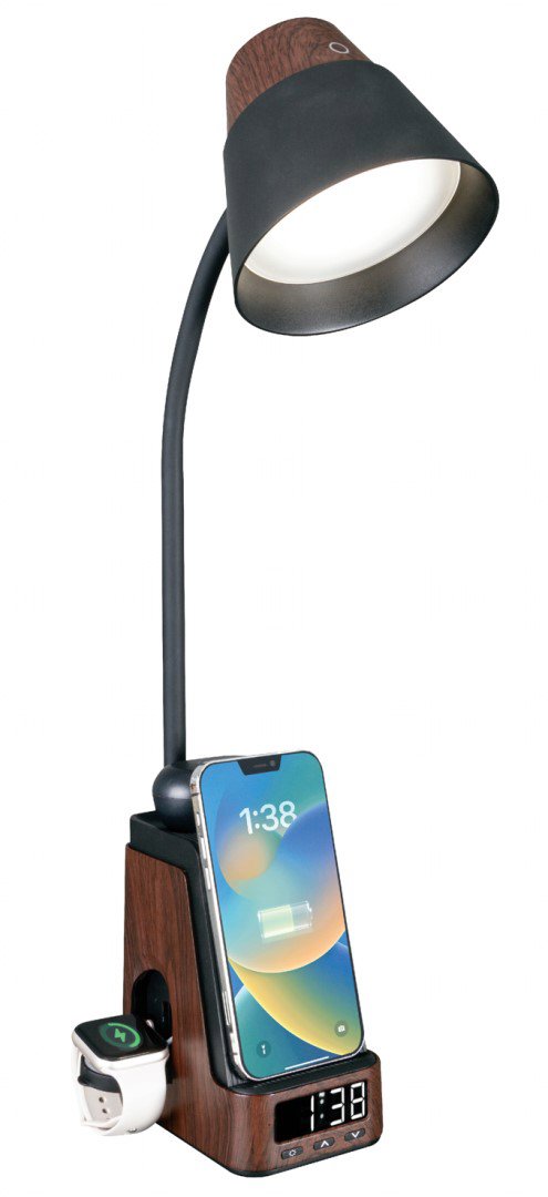 IMMAX IDEAL LED s QI nabíjaním CCT, tmavé drevo/čierna