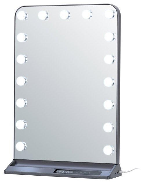 IMMAX HOLLYWOOD Make-up s LED, CCT, LCD displej, USB C/A výstupy, sivé