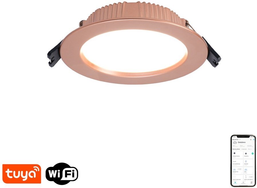 IMMAX NEO DOWN podhľadové/stropné 12 cm 12 W WIFI BEACON CCT meď/rose gold