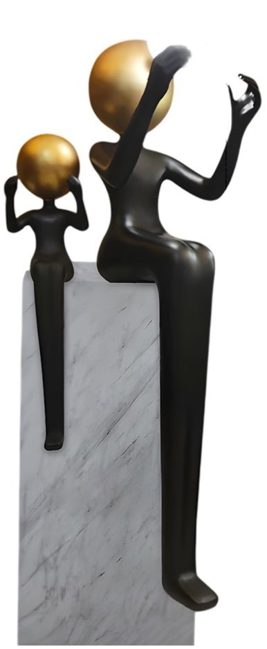IMMAX SILUETTE Aura socha - stojací lampa, sklolaminát, černá/zlatá, 1xE27
