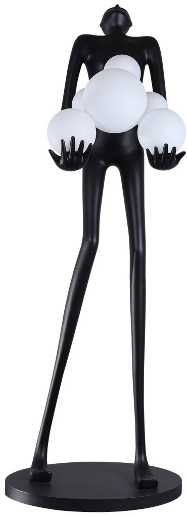 IMMAX SILUETTE Human Ball 180 cm socha - stojací lampa, sklolaminát, černá, sklo, 6xE27