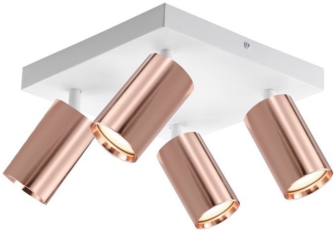 IMMAX PUNTO-4S stropní nástěnné čtverec, 4 hlavy, GU10, měď/rose gold + bílá