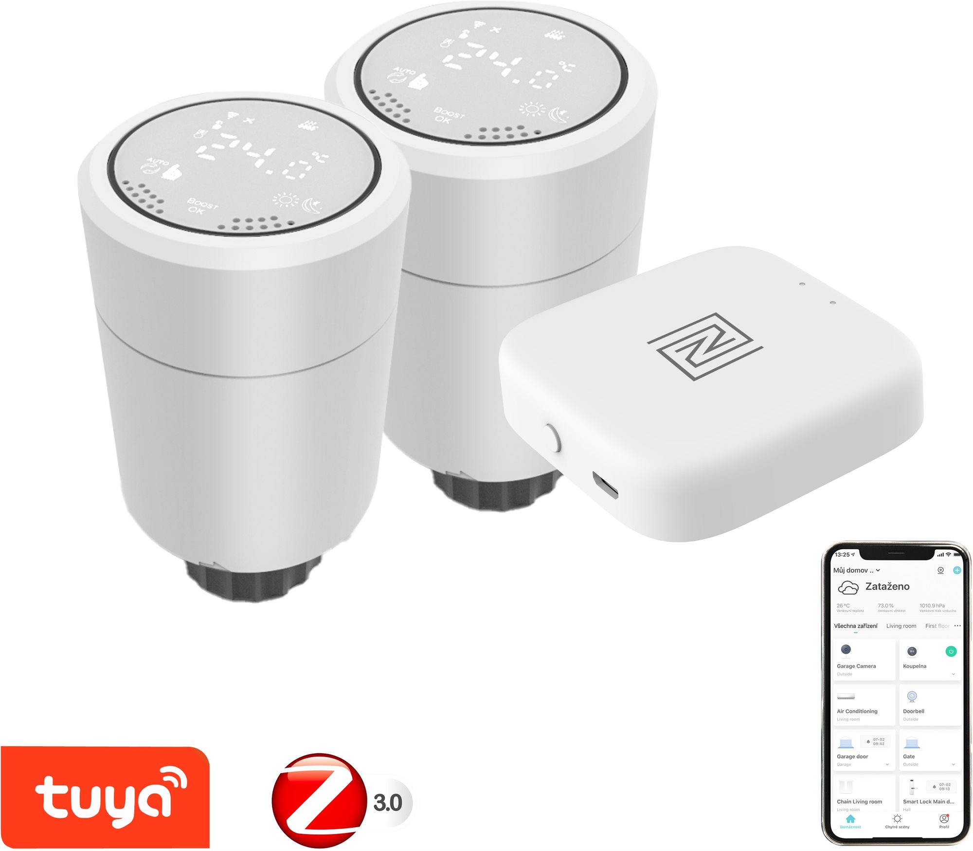 2× Immax NEO Smart, Termostatická hlavica Zigbee + Smart NEO BRIDGE PRO v2