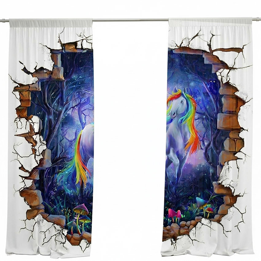 IMPAR Závěsy, 140 × 250 cm, fantasy jednorožec