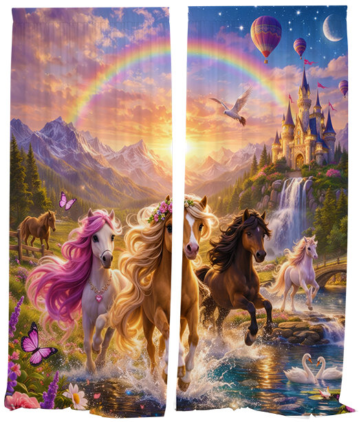 IMPAR Závěsy, 140 × 250 cm, poníci