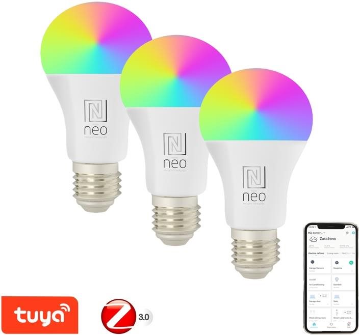 IMMAX NEO Smart sada 3× žiarovka LED E2711W RGB+CCT farebná a biela, stmievateľná, Zigbee 3.0