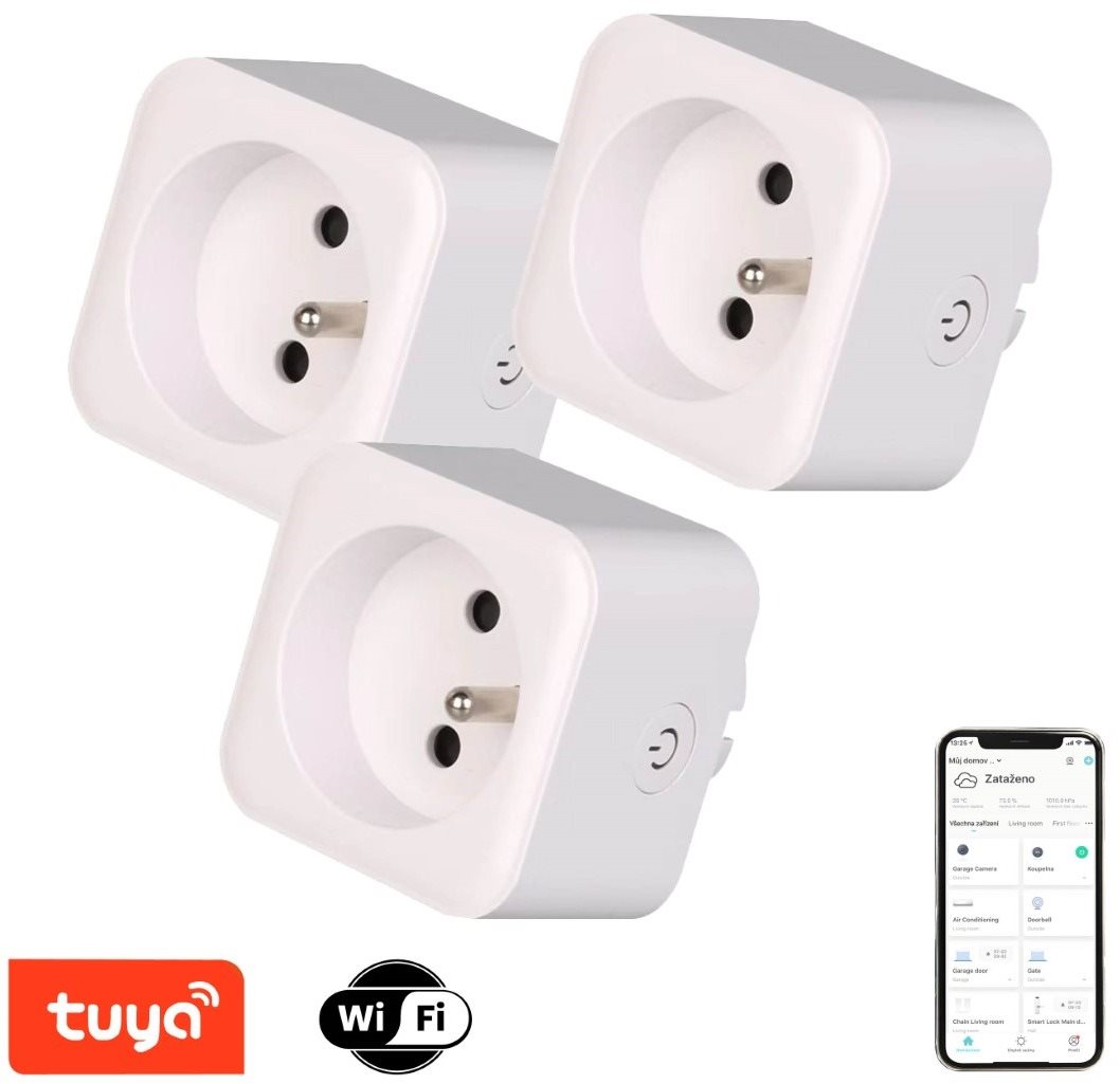 Immax NEO LITE Smart súprava 3× vnútorná zásuvka v2 s kolíkom, typ E, WiFi
