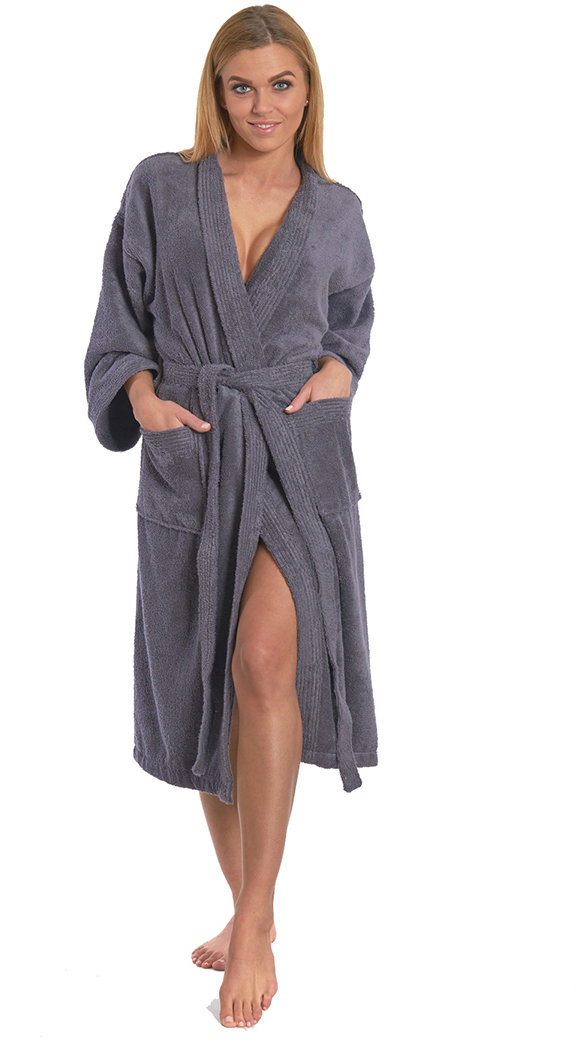 Interkontakt Dámský župan model KIMONO 02 Dark Grey Velikost županu L