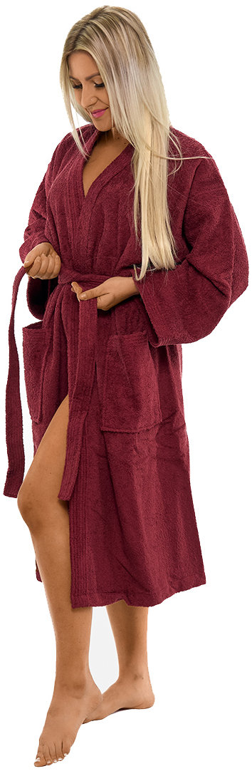 Interkontakt Dámský župan model KIMONO 04 Bordeaux Velikost županu L