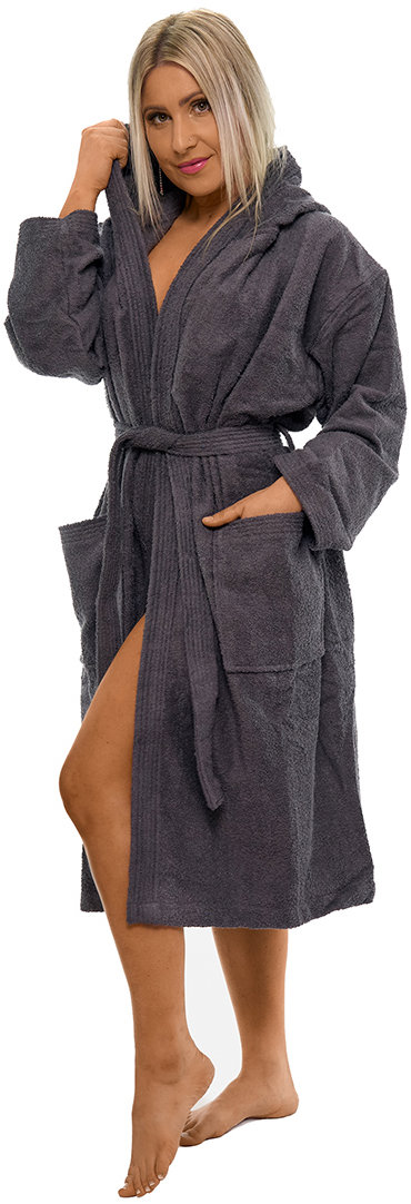 Interkontakt Dámsky župan s kapucňou 02 Dark Grey Veľkosť županu XXL