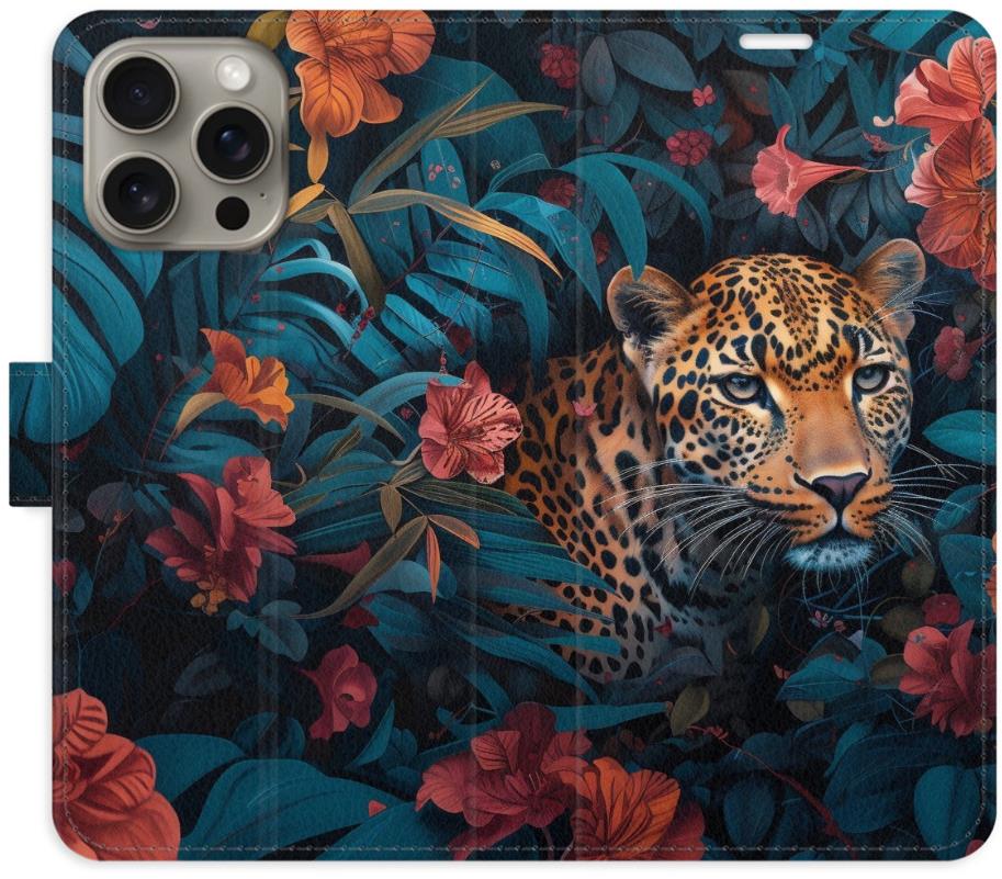 iSaprio Flip puzdro Flower Jaguar 02 pre iPhone 15 Pro Max