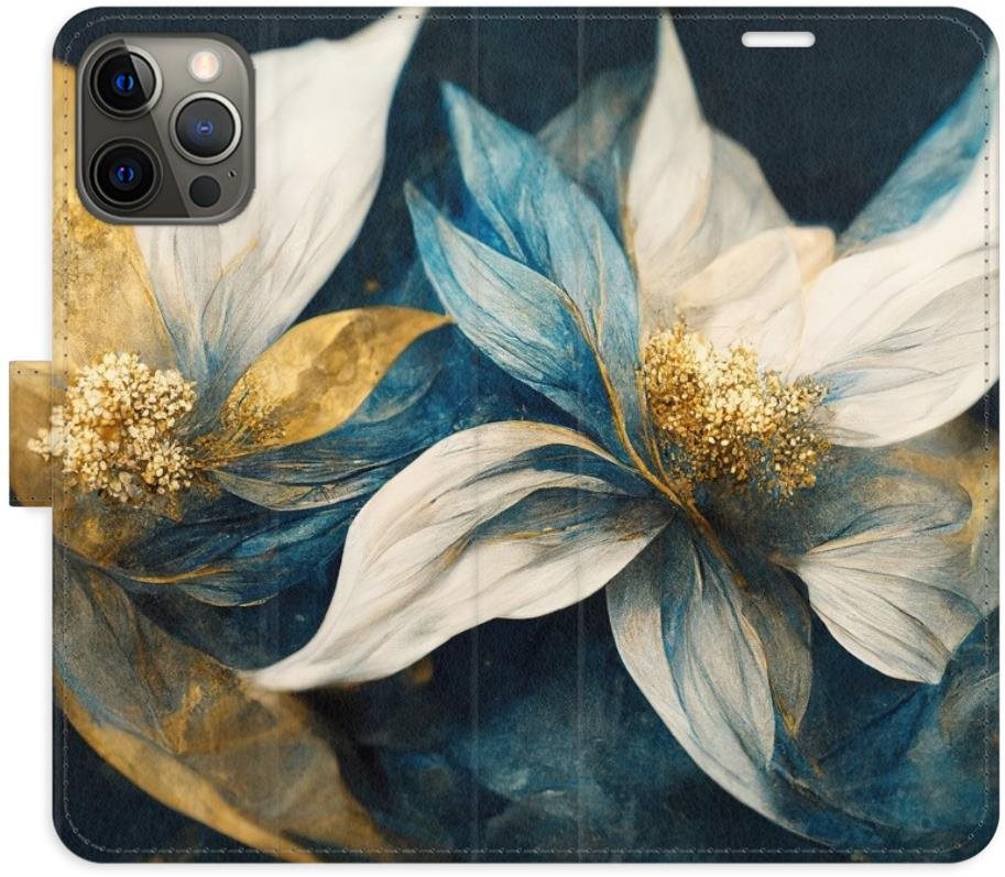 iSaprio flip puzdro Gold Flowers na iPhone 12/12 Pro