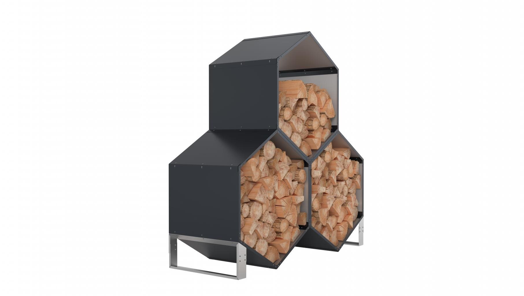 IWHome Dreváreň EOS GW-A, antracit 92 × 80 × 60 cm IWH-10230036 – 3 ks v balení