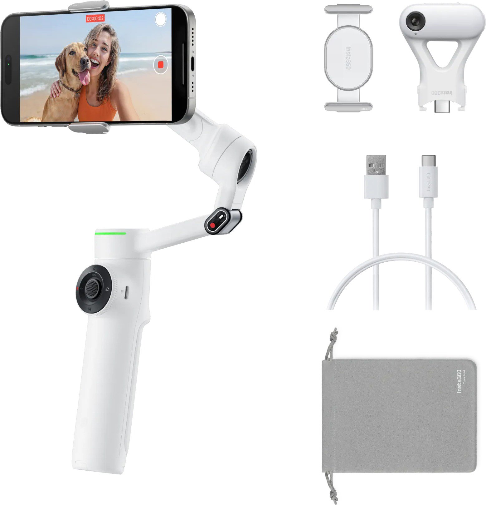 Insta360 Flow 2 Pre AI Tracker Bundle/ Summit White