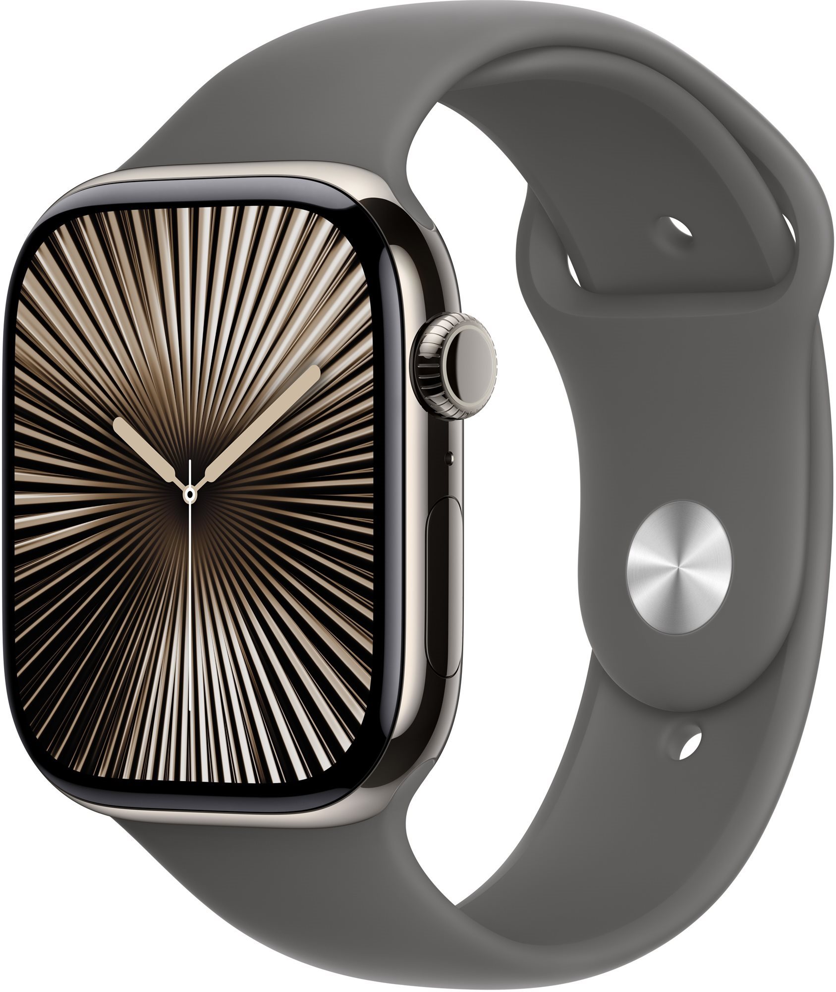Apple Watch Series 10 46 mm Cellular Natural Titanium Case with Stone Grey Sport Band – M/L