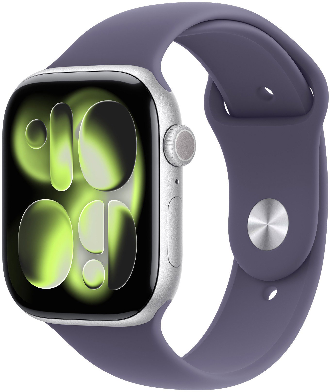 Apple Watch Series 11 Cellular 42 mm Strieborný hliník s hmlovo fialovým športovým remienkom – M/L