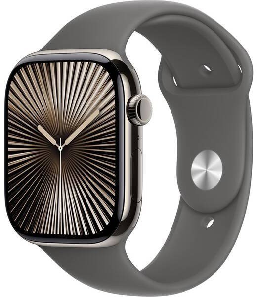 Apple Watch Series 11 Cellular 42 mm Prírodný titán s kamenno sivým športovým remienkom – S/M