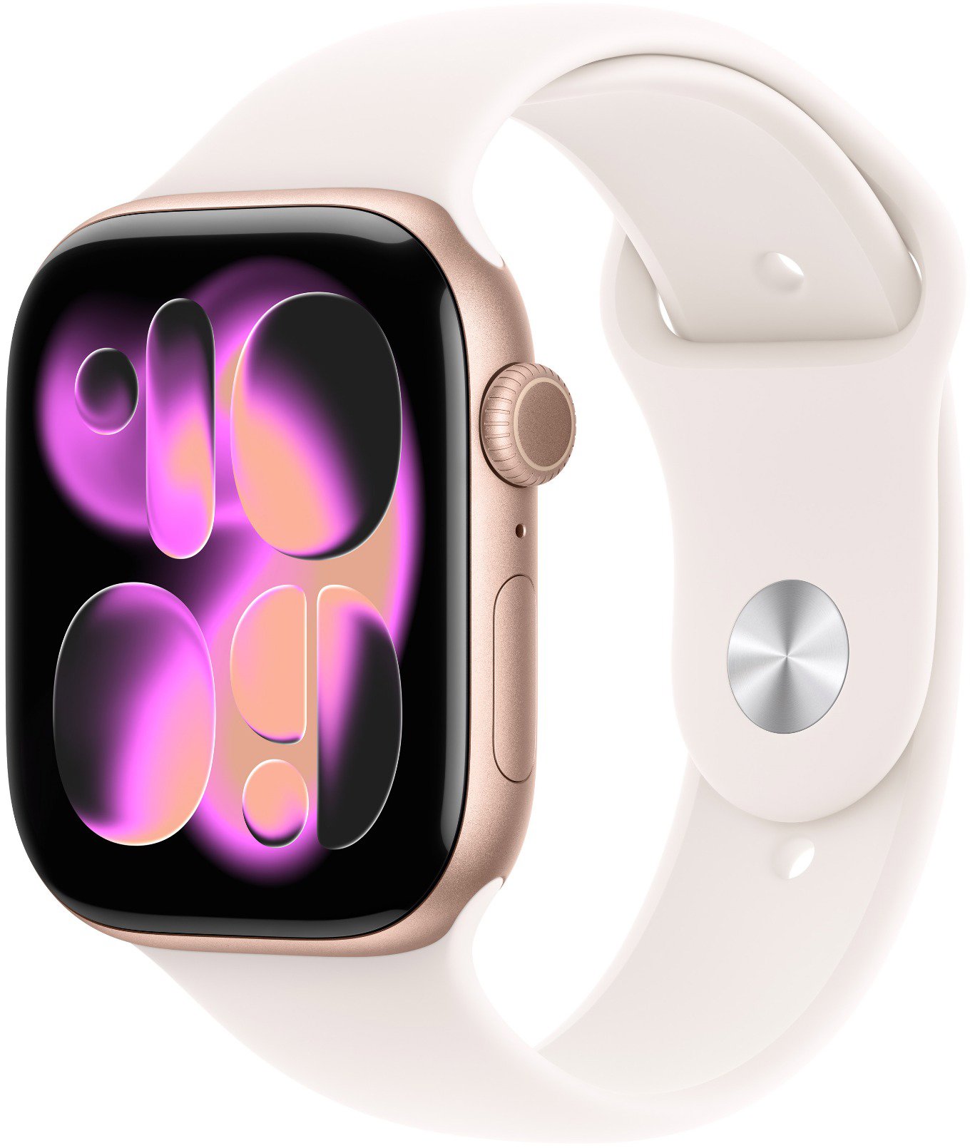 Apple Watch Series 11 42 mm Ružový zlatý hliník so svetlo červeným športovým remienkom – S/M