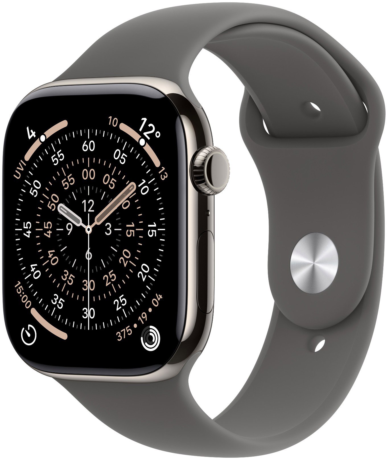 Apple Watch Series 11 Cellular 46 mm Prírodný titán s kamenno sivým športovým remienkom – M/L